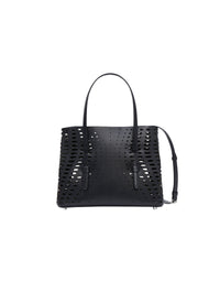 Mina 25 Perforated Leather Tote Bag - Black