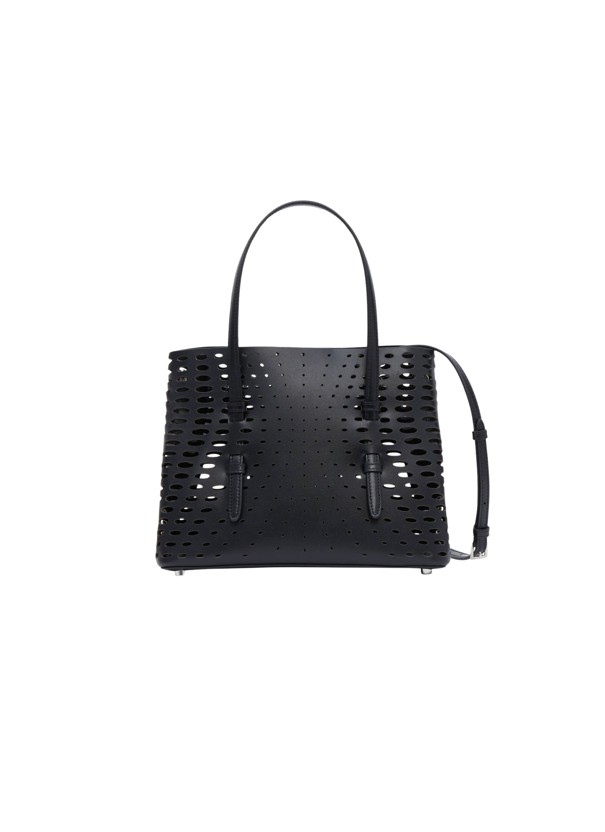 Mina 25 Perforated Leather Tote Bag - Black