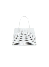 Mina 32 Tote Bag, Perforated Leather - Optic White