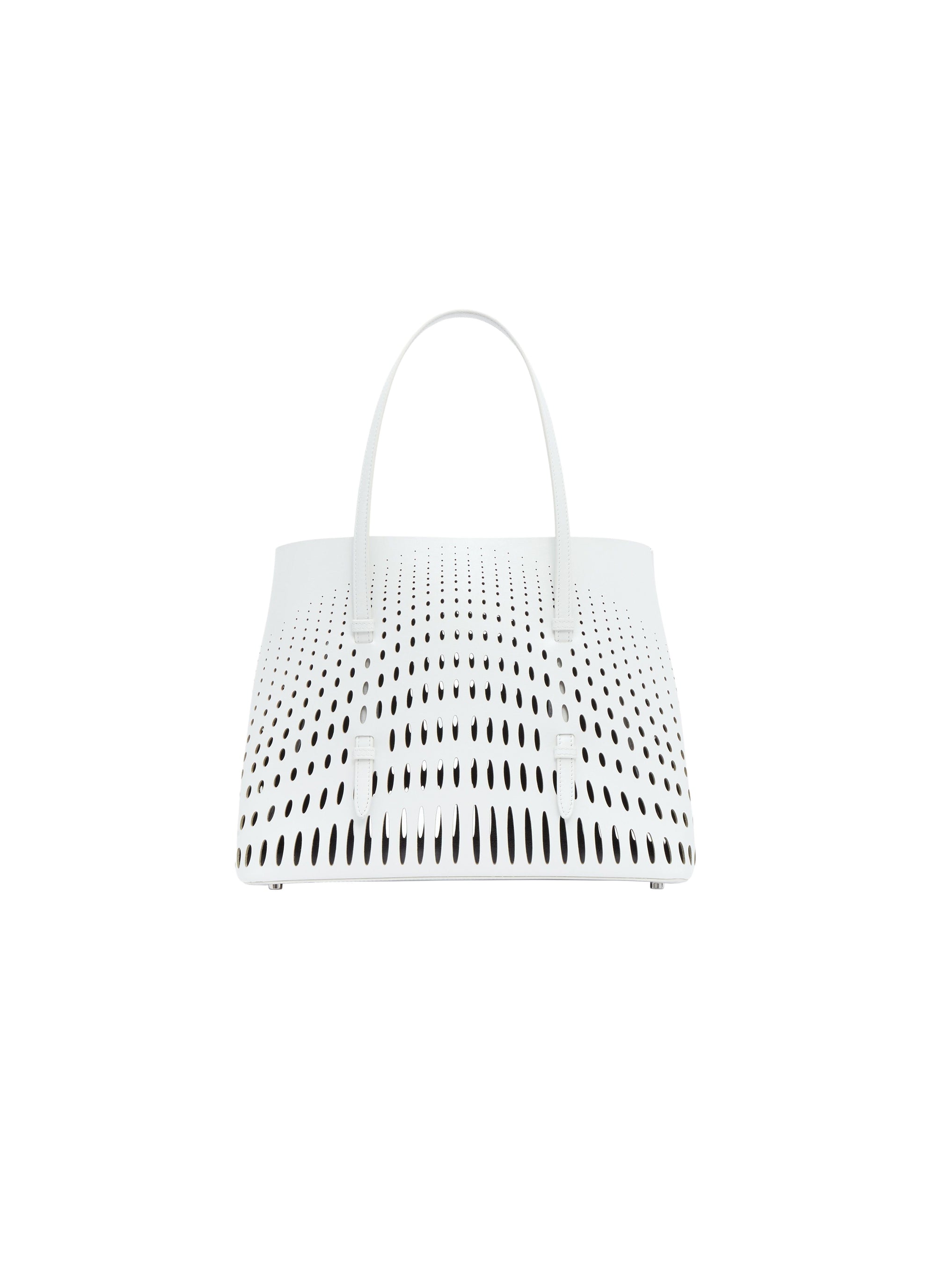 Mina 32 Tote Bag, Perforated Leather - Optic White