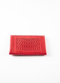 Openwork leather clutch bag - Vermeil Red