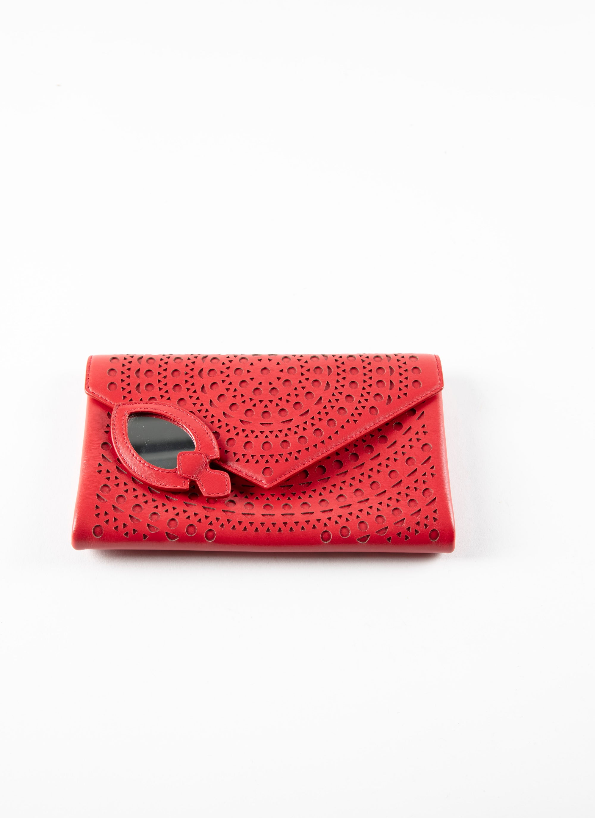 Openwork leather clutch bag - Vermeil Red