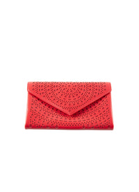 Openwork leather clutch bag - Vermeil Red