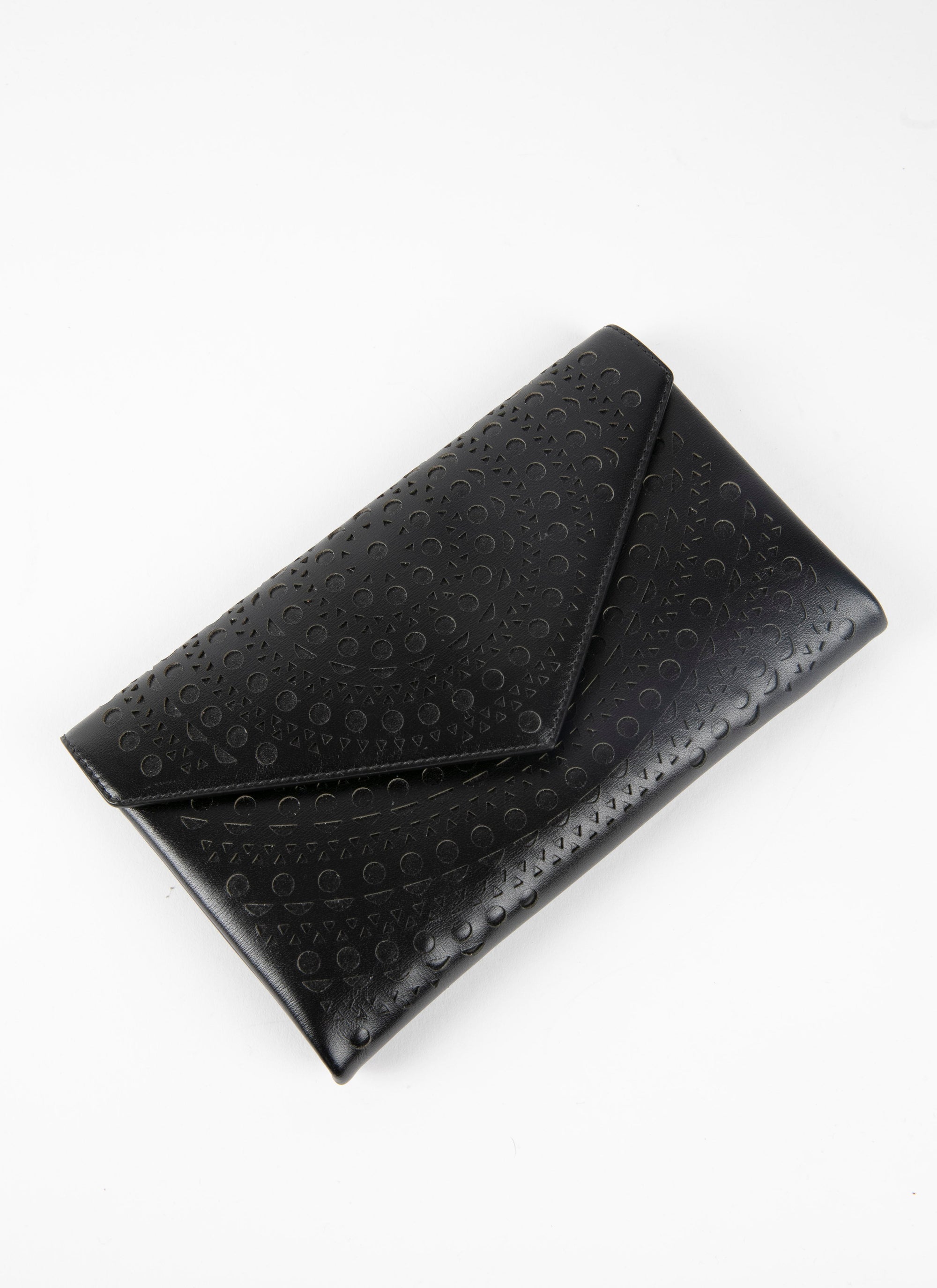 Openwork leather clutch bag - Black intense