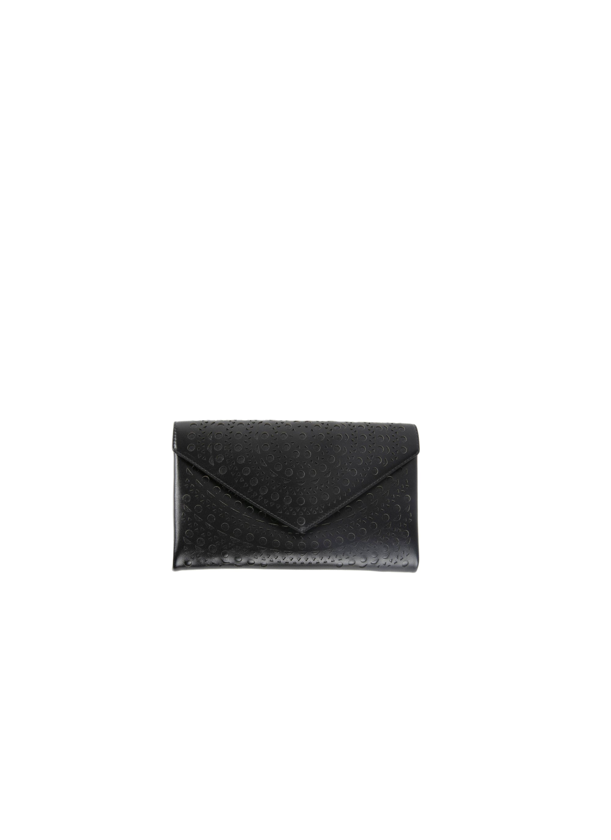 Openwork leather clutch bag - Black intense