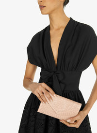 Openwork leather clutch bag - Black intense