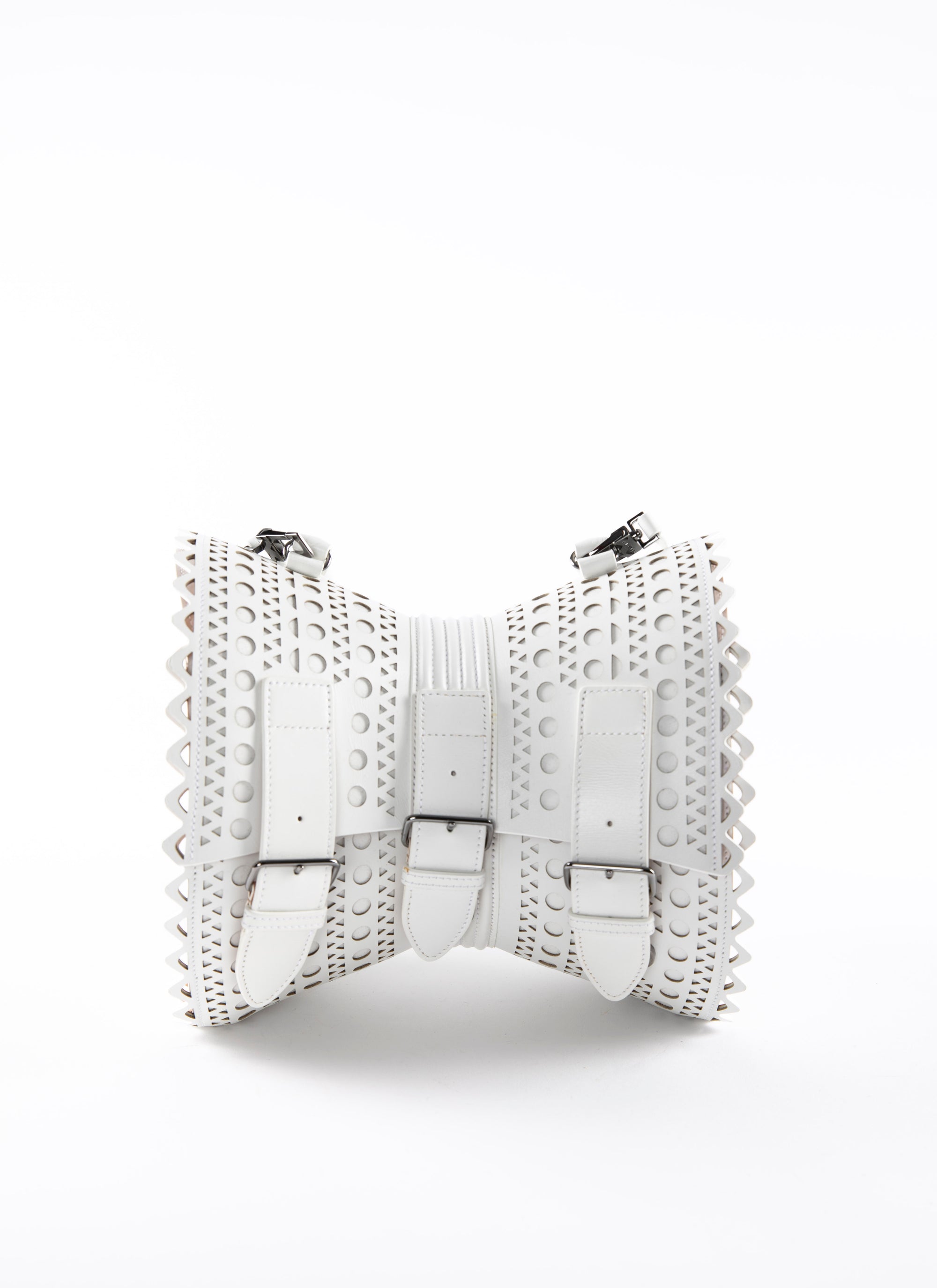 Corset bag 22 in leather - Optic White