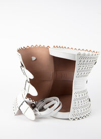 Corset bag 22 in leather - Optic White
