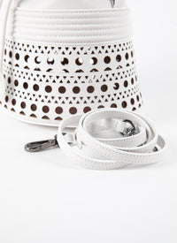 Bucket corset bag in leather - Optic White