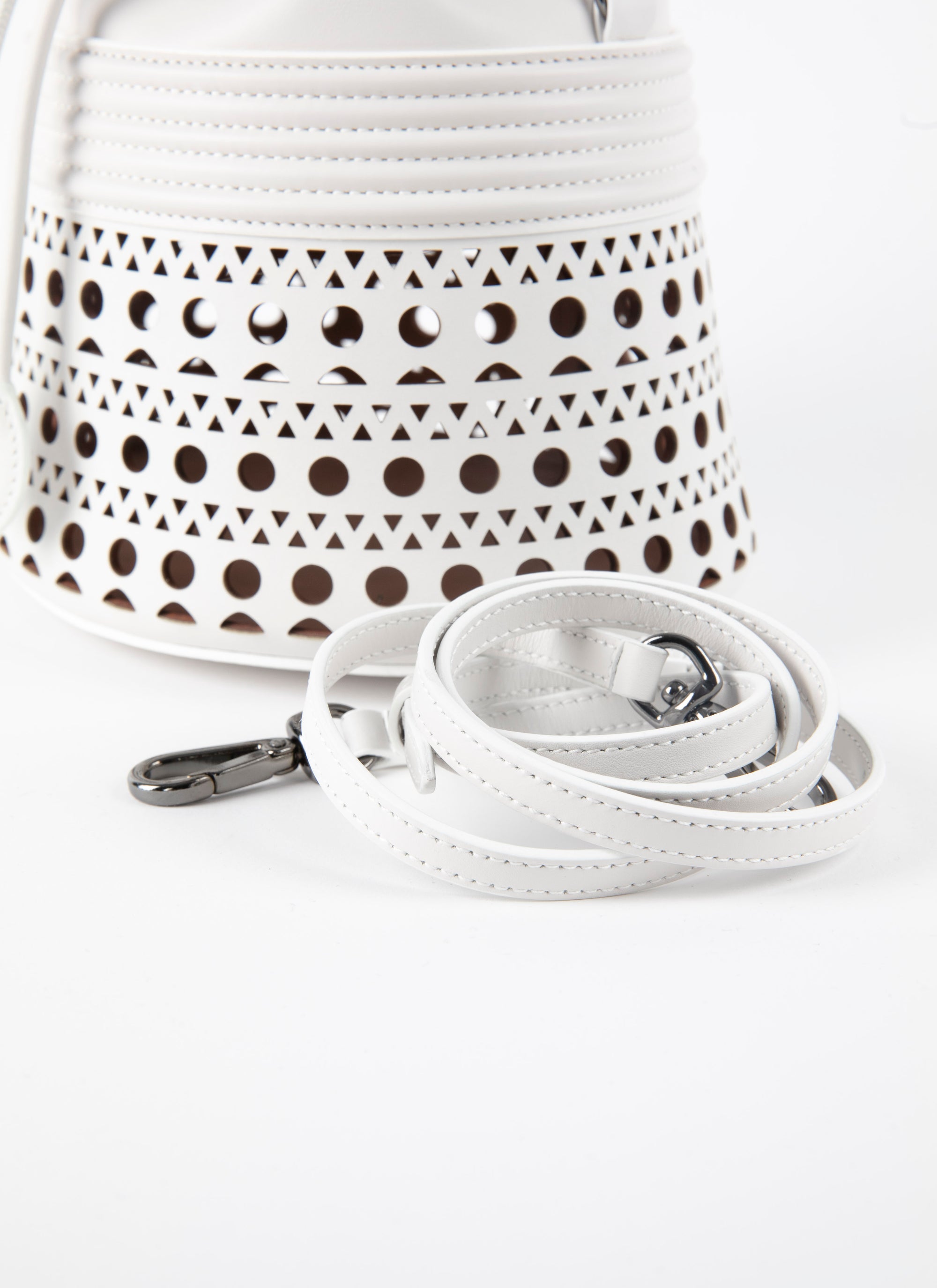 Bucket corset bag in leather - Optic White