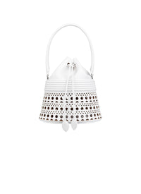 Bucket corset bag in leather - Optic White