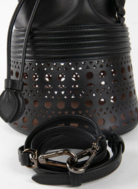 Bucket corset bag in leather - Black intense