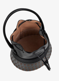 Bucket corset bag in leather - Black intense