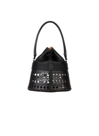 Bucket corset bag in leather - Black intense