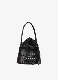 Bucket corset bag in leather - Black intense