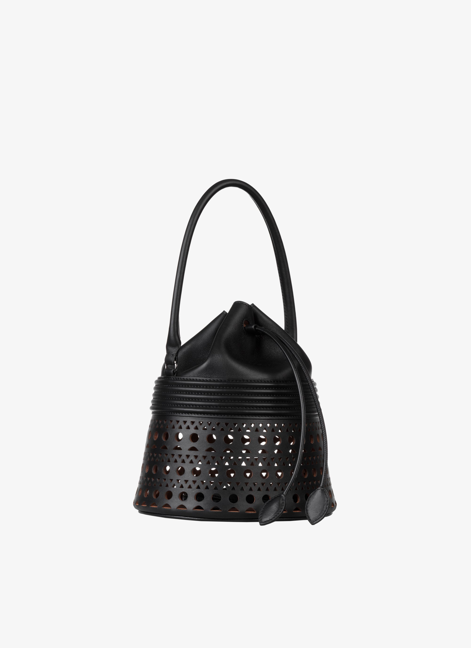 Bucket corset bag in leather - Black intense