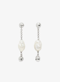 Pearl Earrings - White & Silver