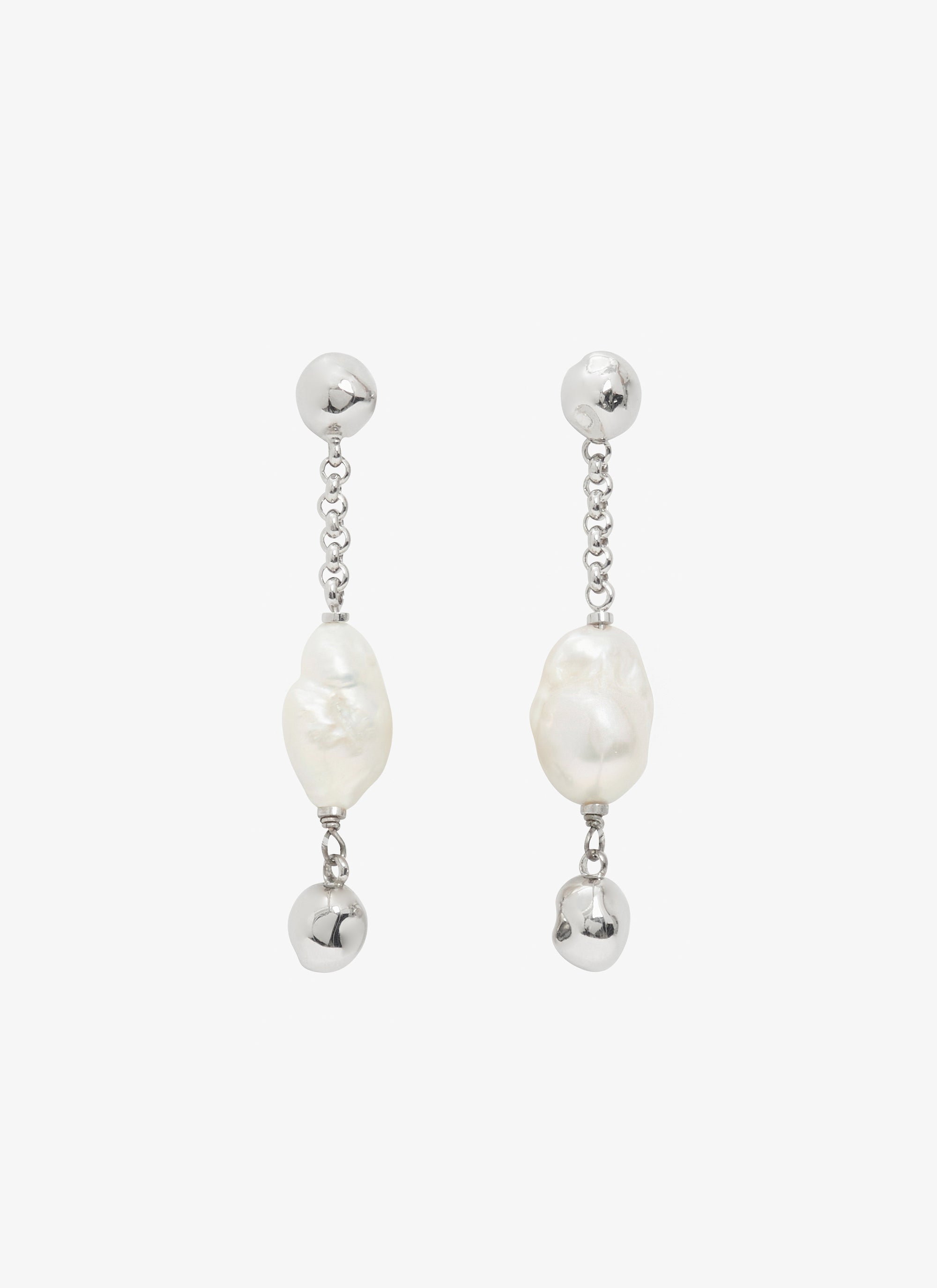 Pearl Earrings - White & Silver