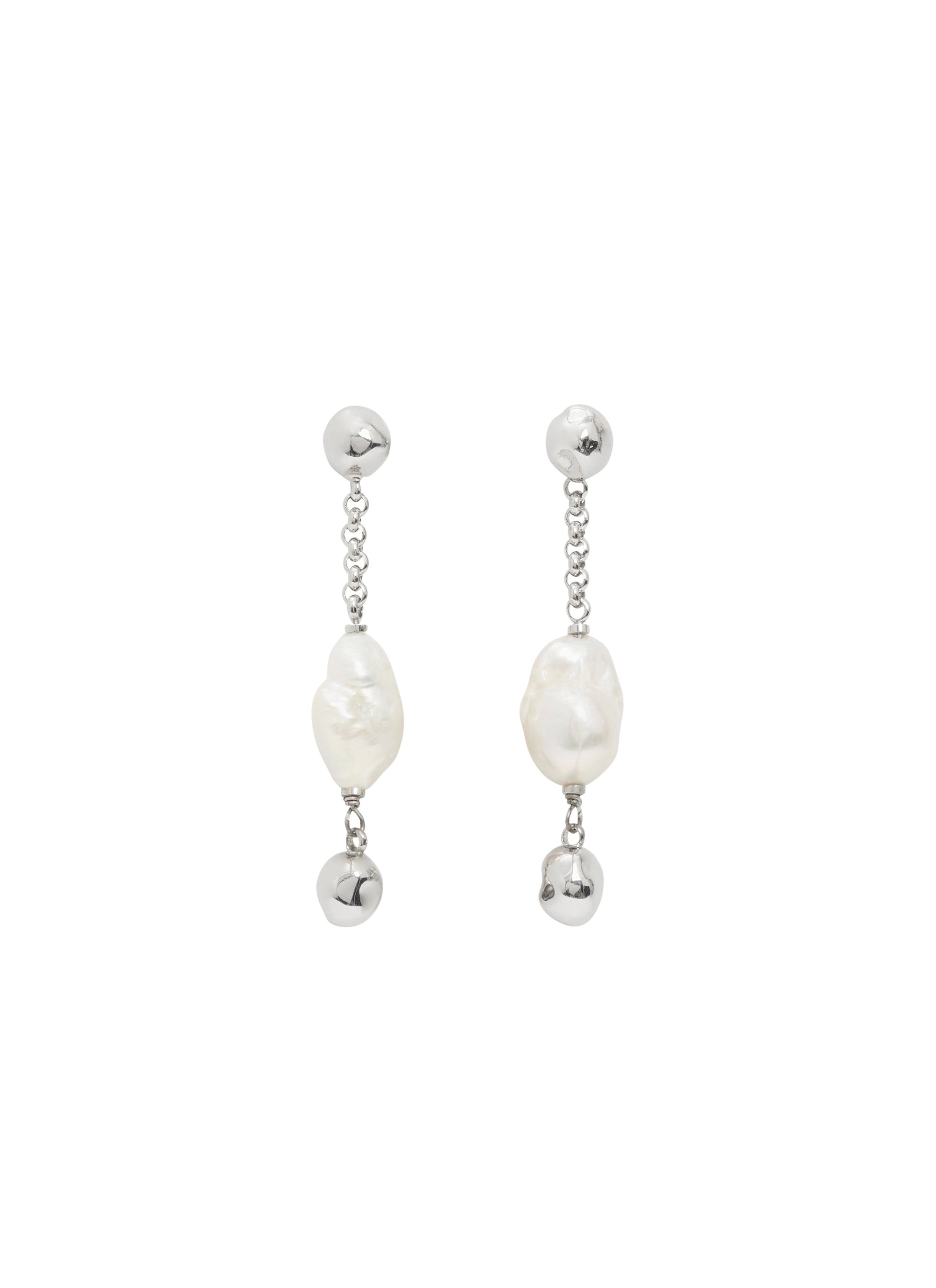 Pearl Earrings - White & Silver