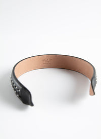 Thin leather headband - Black intense
