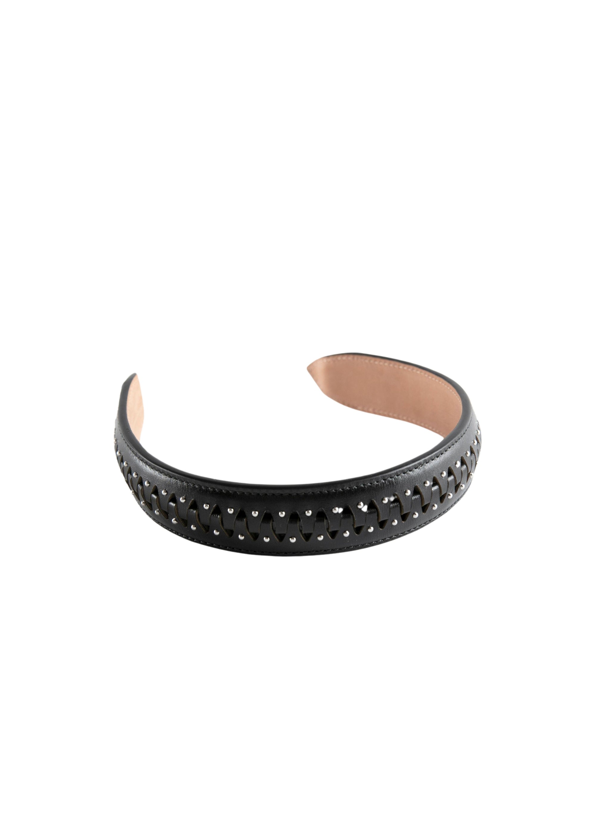 Thin leather headband - Black intense
