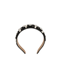 Leather headband - White & Black