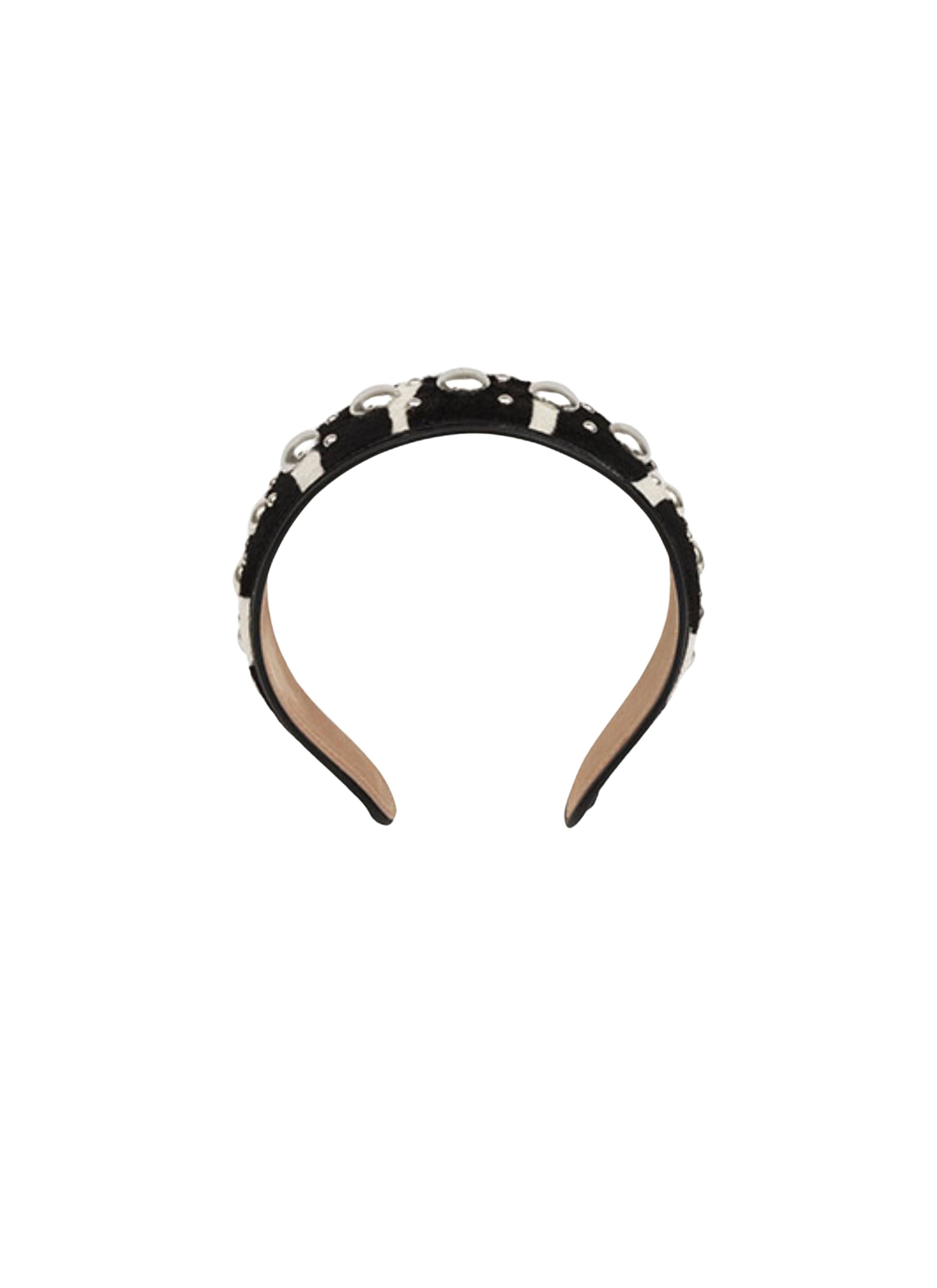 Leather headband - White & Black