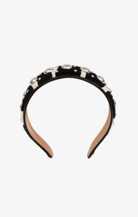 Leather headband - White & Black