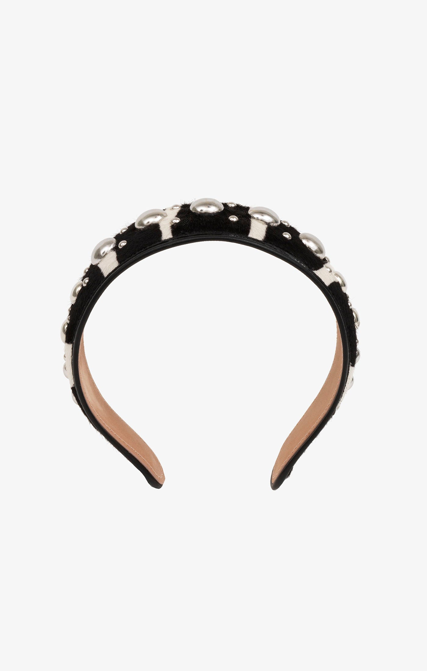 Leather headband - White & Black