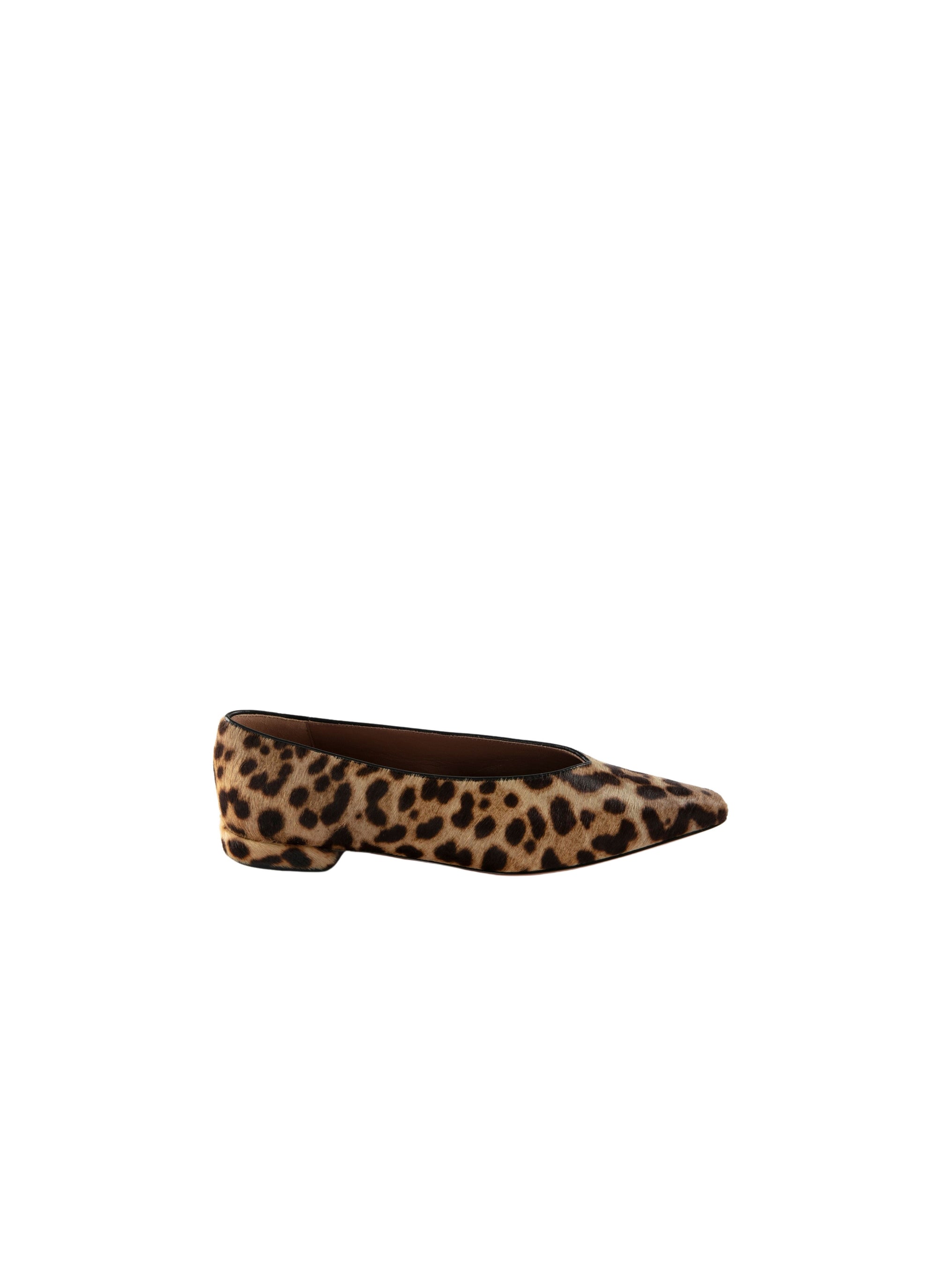 Pointed-toe ballerinas leopard print leather - Sepia