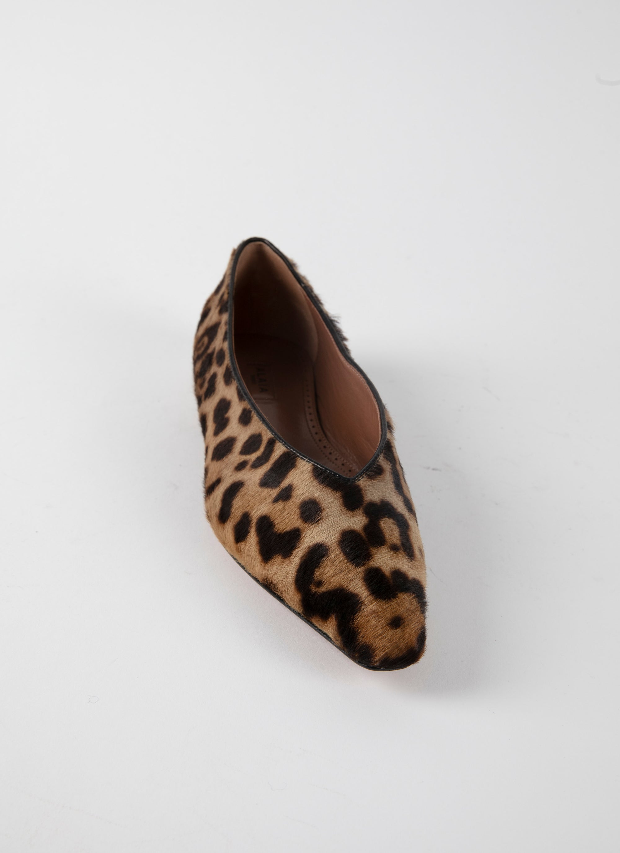 Pointed-toe ballerinas leopard print leather - Sepia