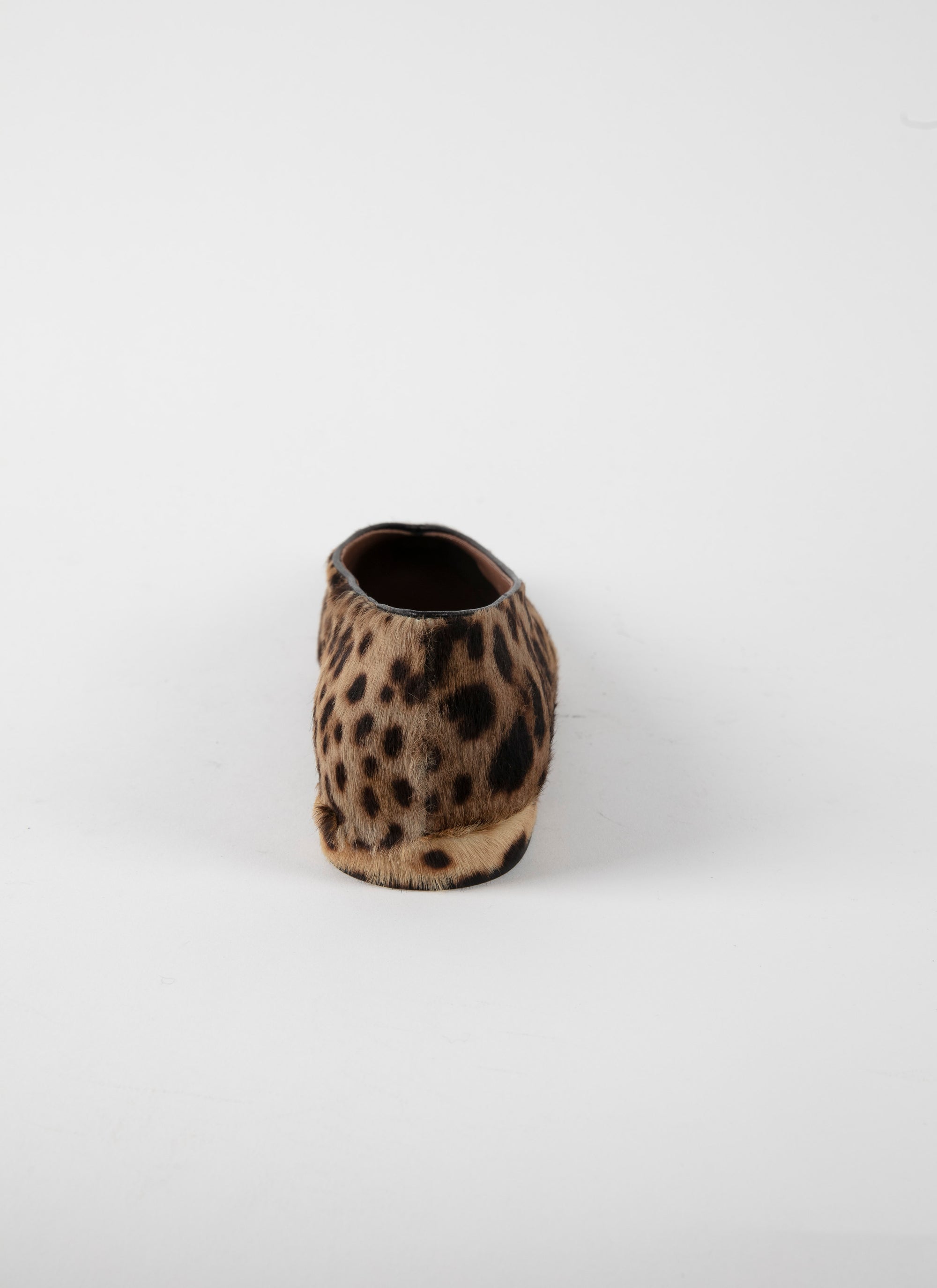 Pointed-toe ballerinas leopard print leather - Sepia