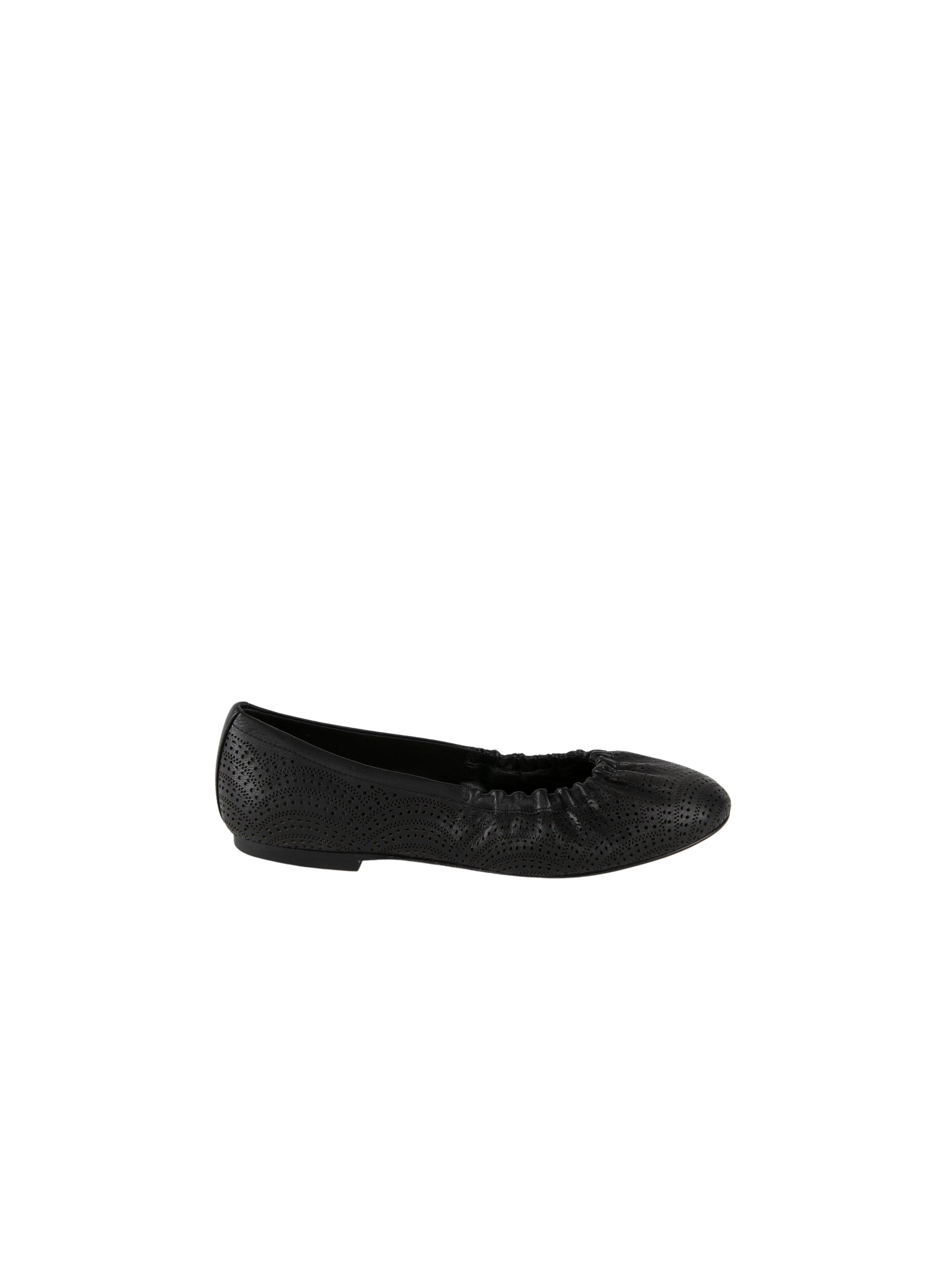 Ballerinas with openwork pattern in leather - Black