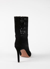 Openwork ankle boots 90 in leather - Black intense