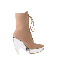 Bottines en daim et plexi en cuir - Chair