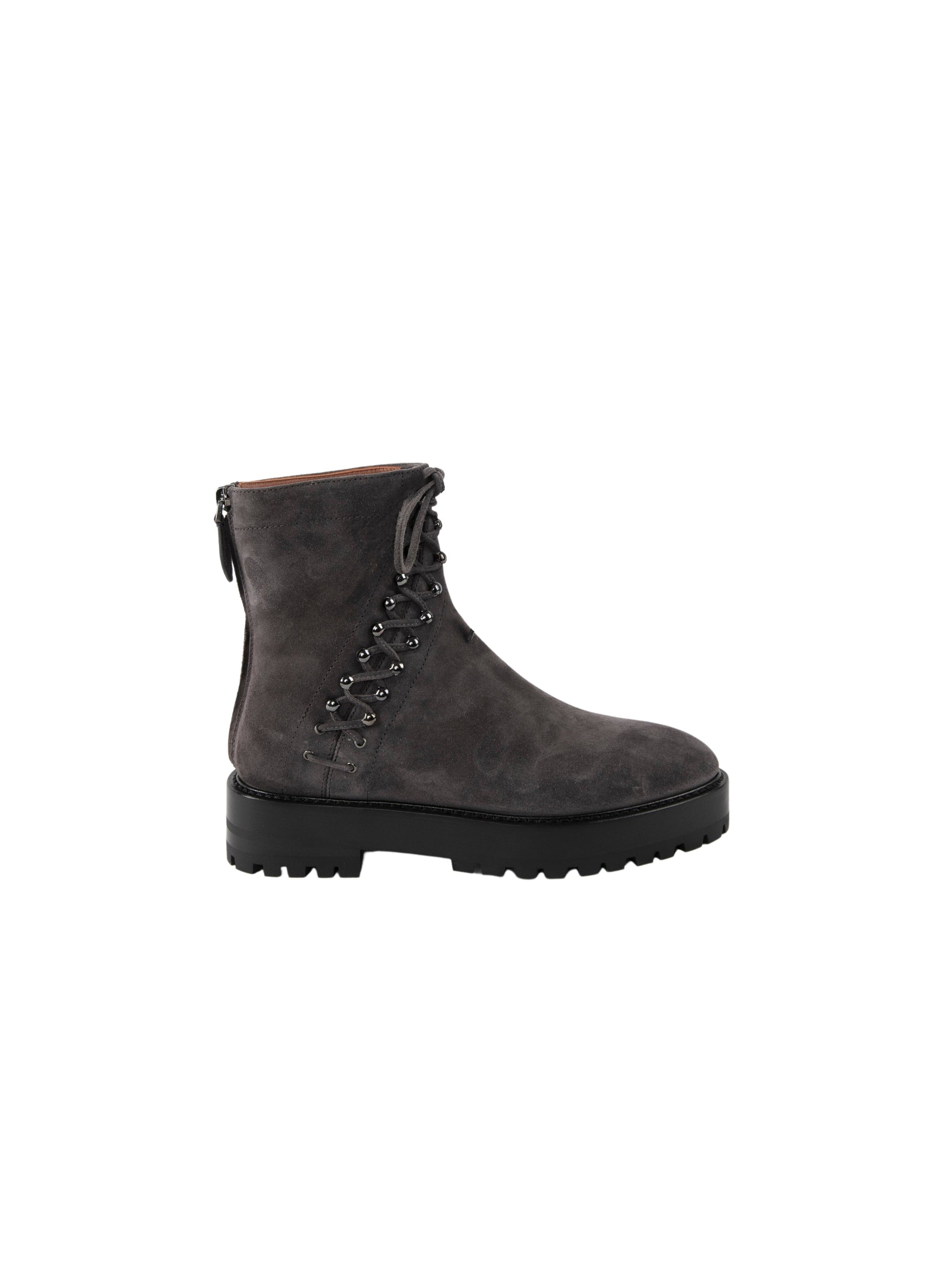 Leather lace-up boots - Dark grey