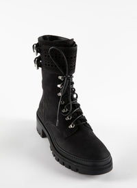 Bottines rangers à lacets en cuir - Noir