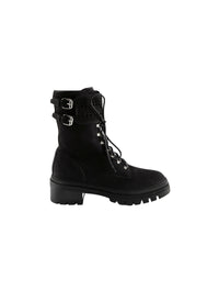 Bottines rangers à lacets en cuir - Noir