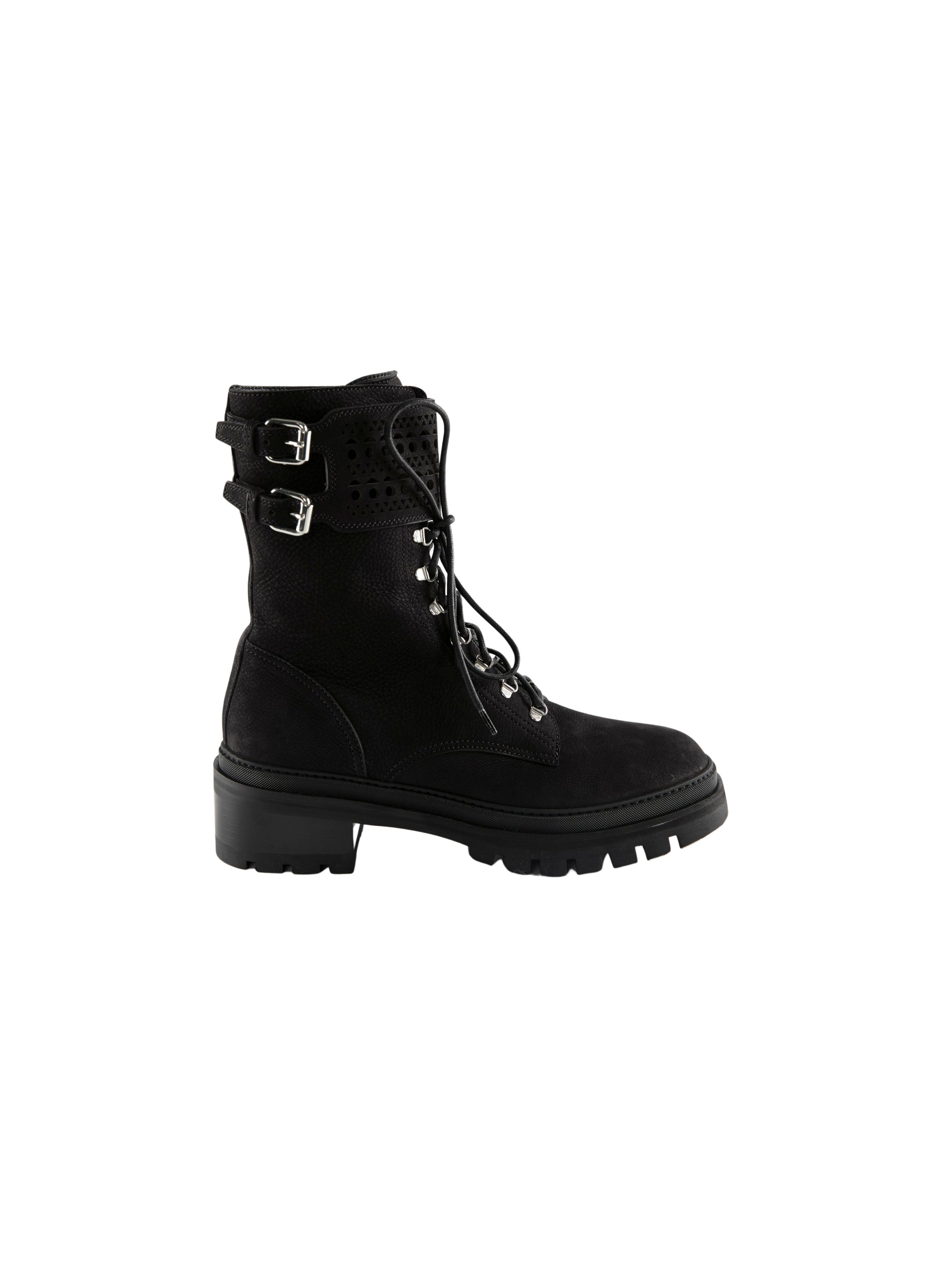 Bottines rangers à lacets en cuir - Noir