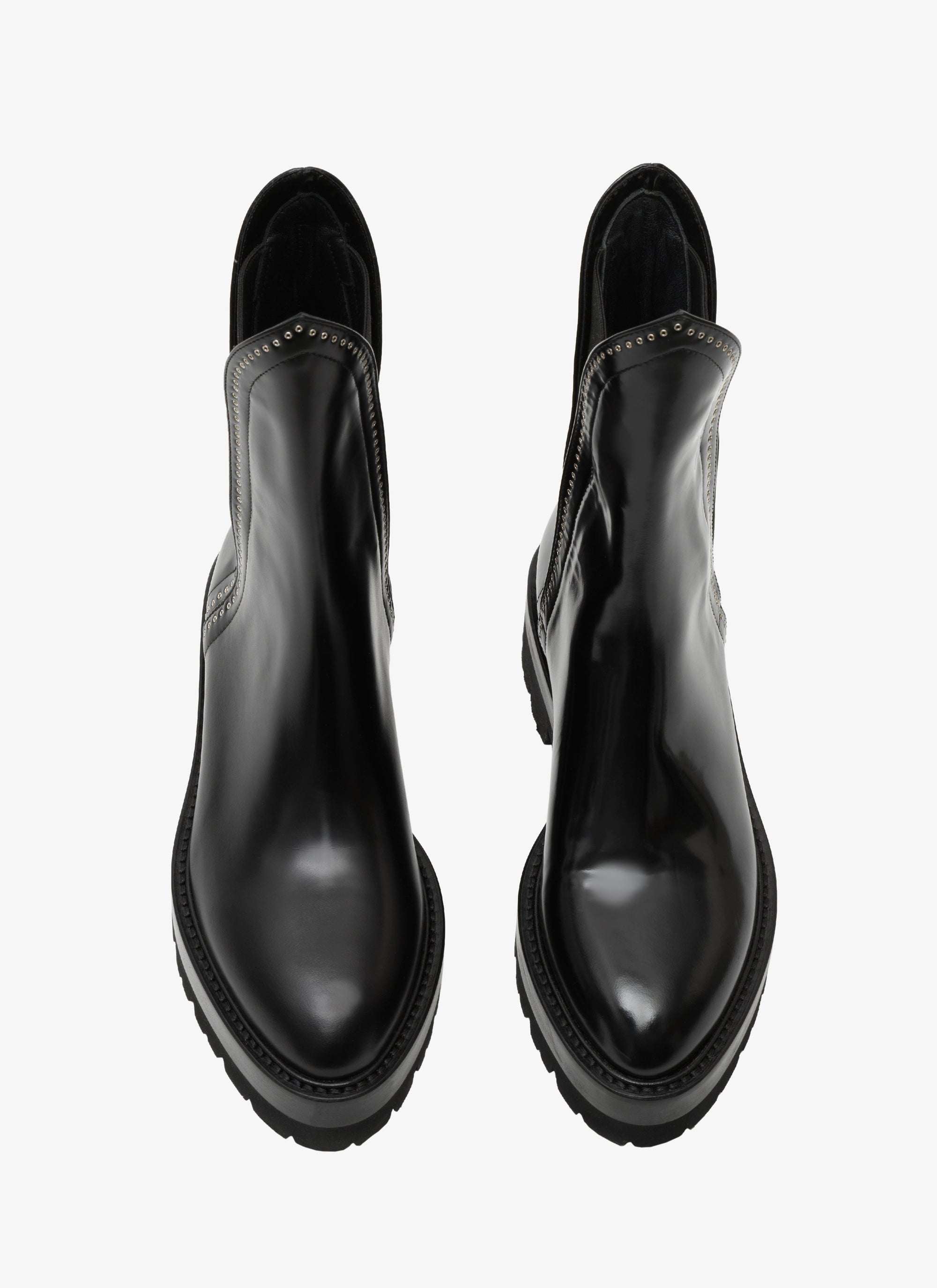 Bottines cloutées en cuir - Noir