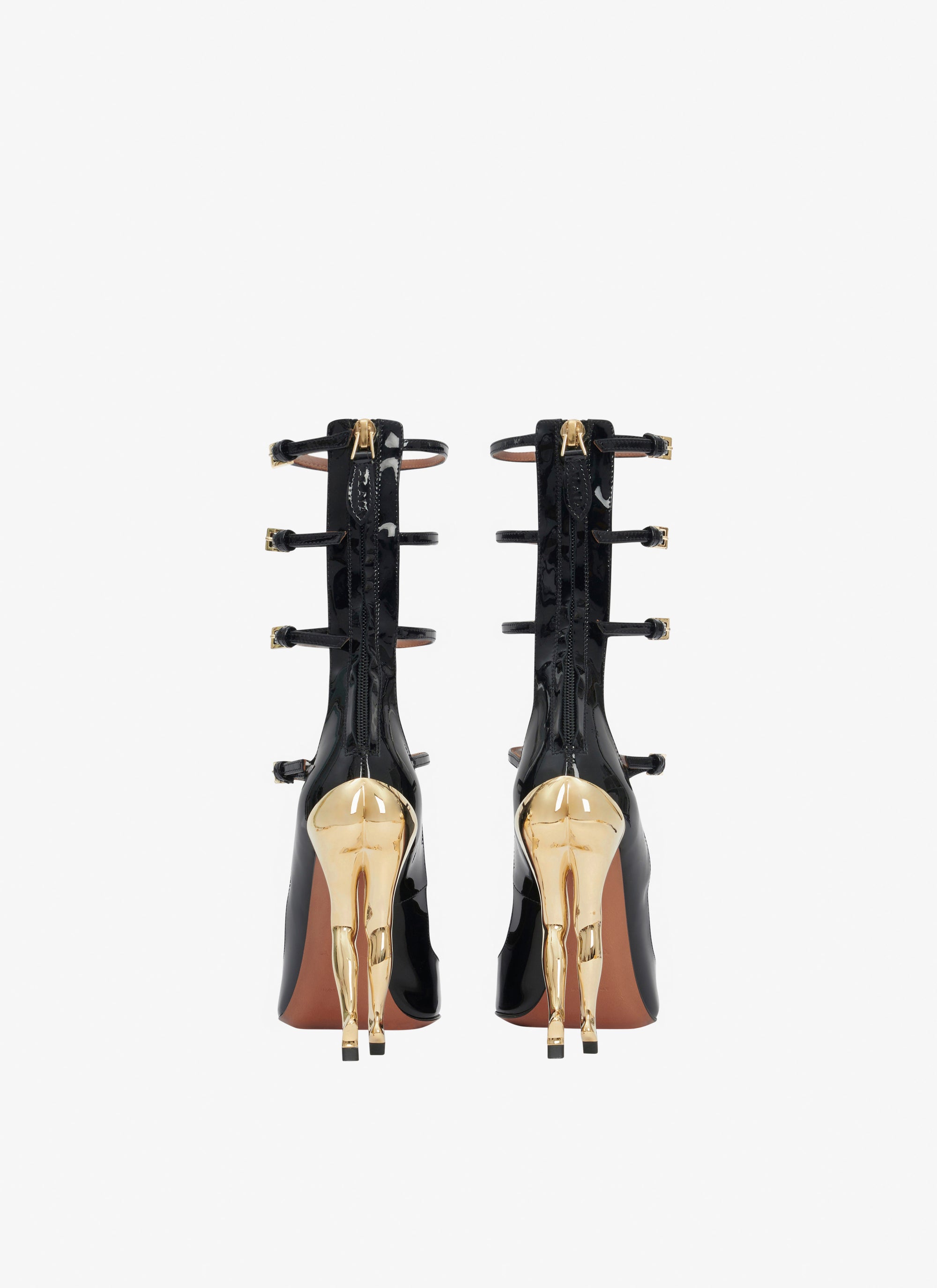 Leather cabaret pumps - Gold & Black