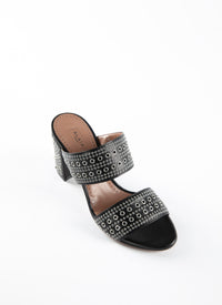 Mules 75 en cuir avec oeillets - Noir