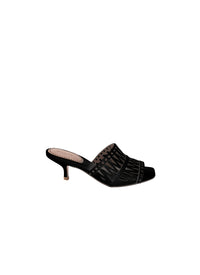 Mules 55 en cuir ajourées - Noir intense