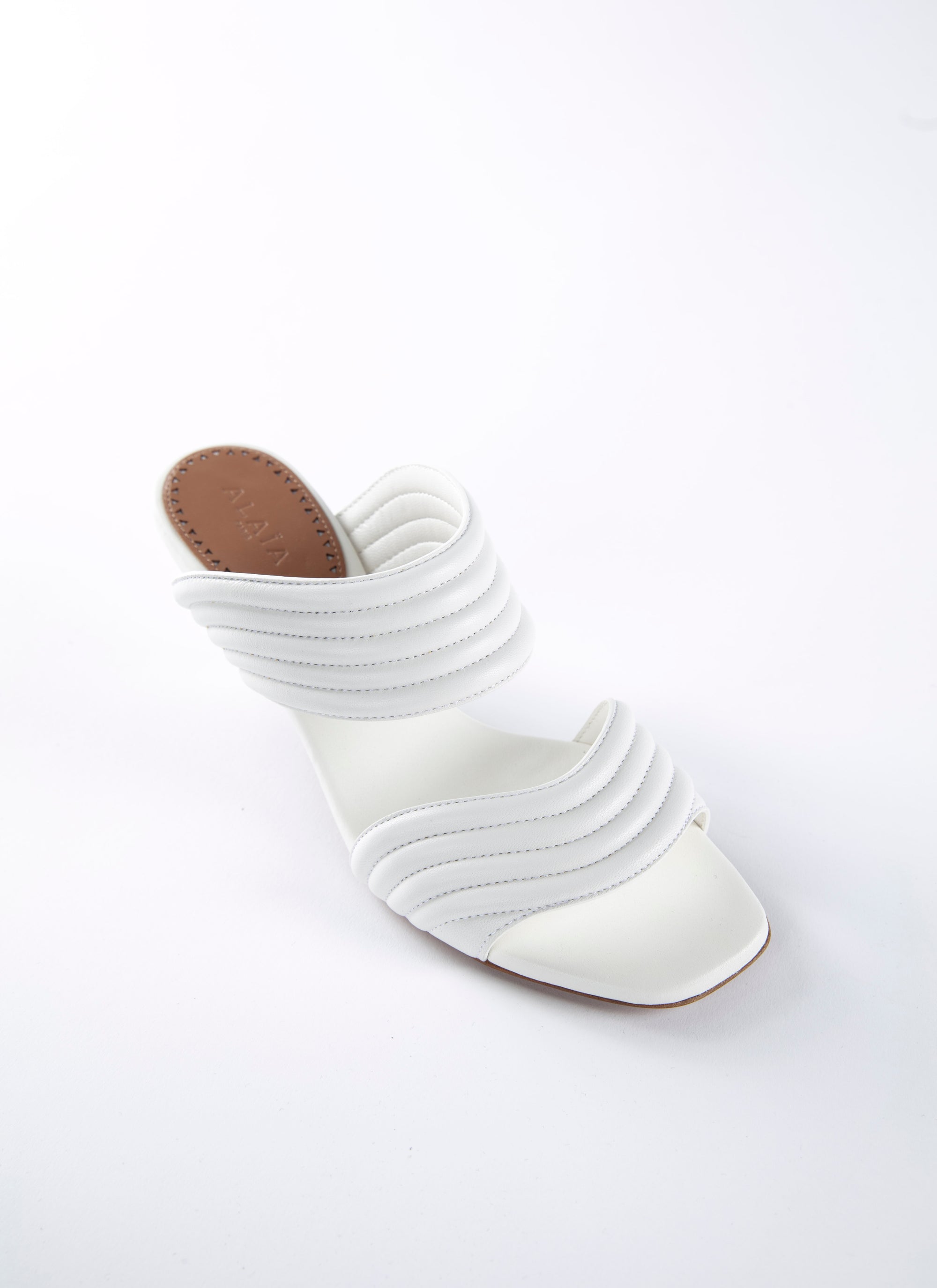 Mules 55 en cuir géométriques - Blanc Cassé