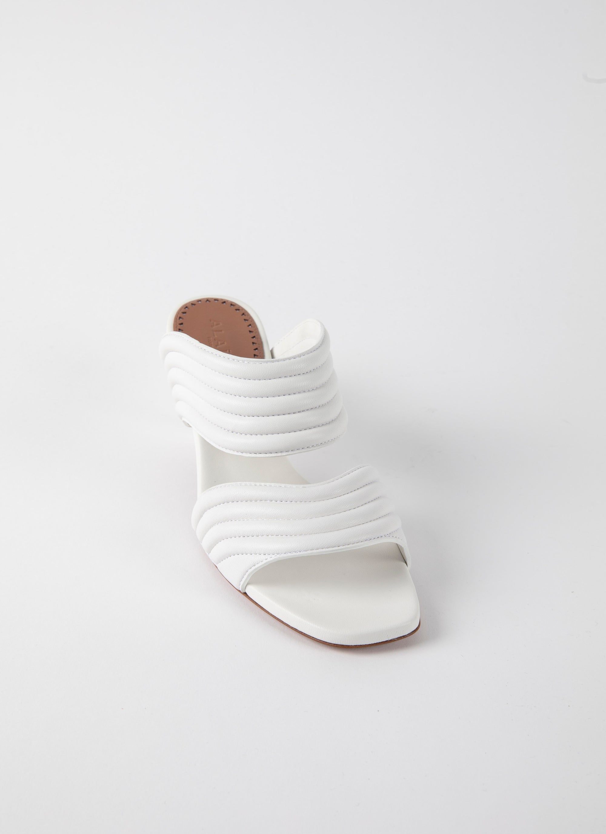 Mules 55 en cuir géométriques - Blanc Cassé