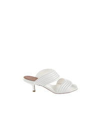 Mules 55 en cuir géométriques - Blanc Cassé