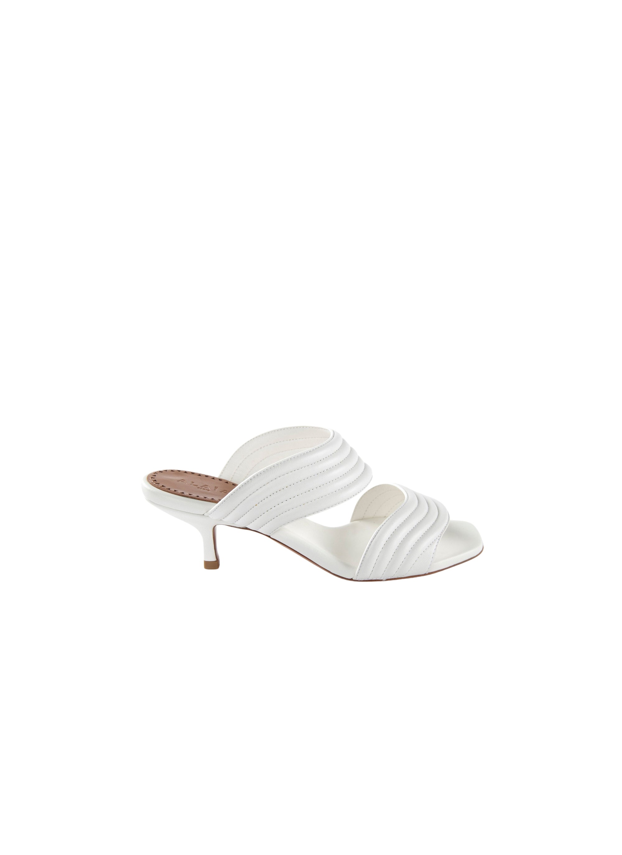 Mules 55 en cuir géométriques - Blanc Cassé