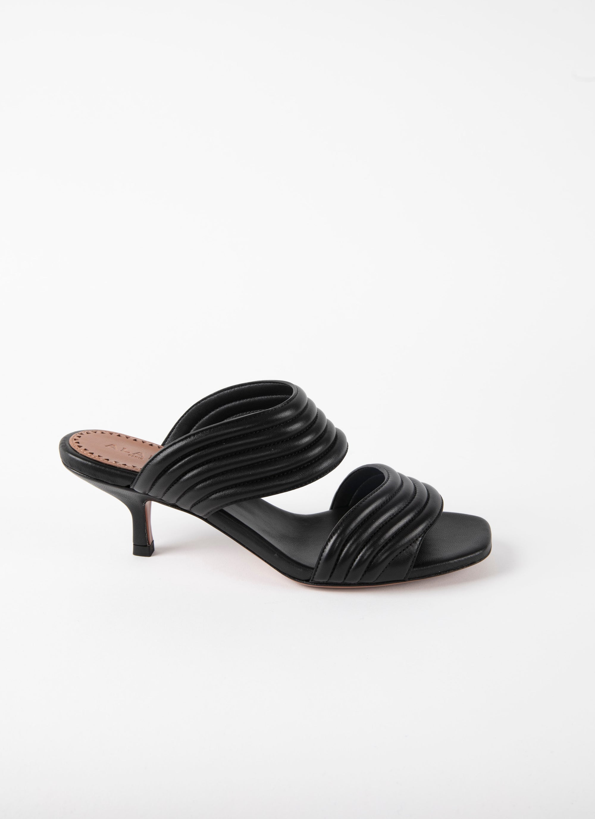 Mules 55 en cuir géométriques - Noir