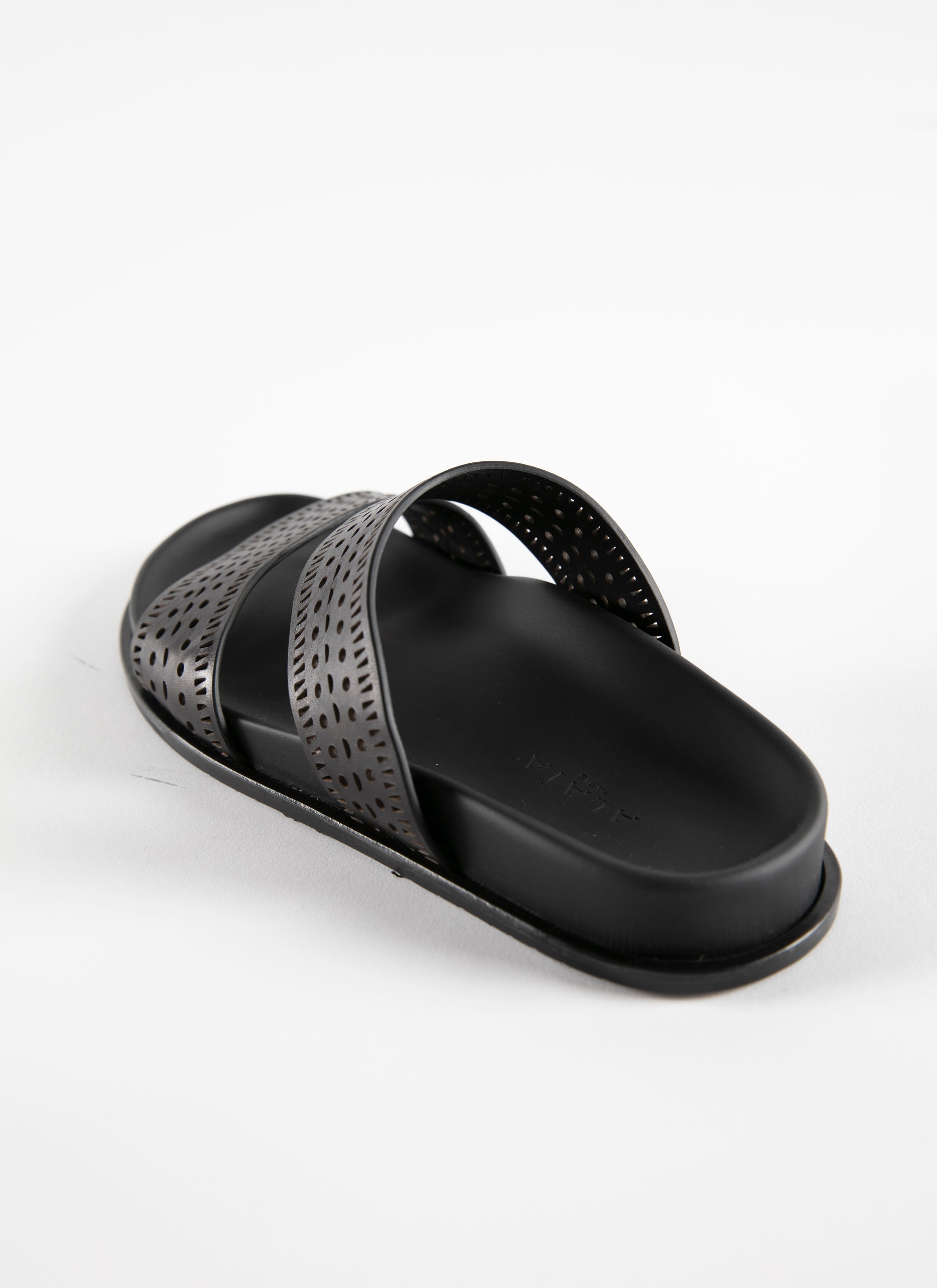 Mules ajourées en cuir géométriques - Noir intense