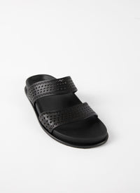 Mules ajourées en cuir géométriques - Noir intense